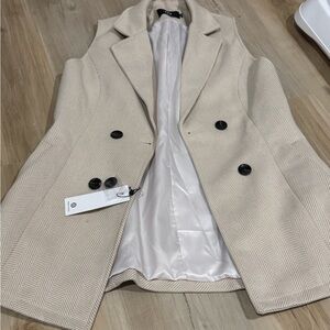 Women's Beige Double-Breasted Vest